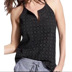 Athleta Black Tank with Neck Tie and Front Panel